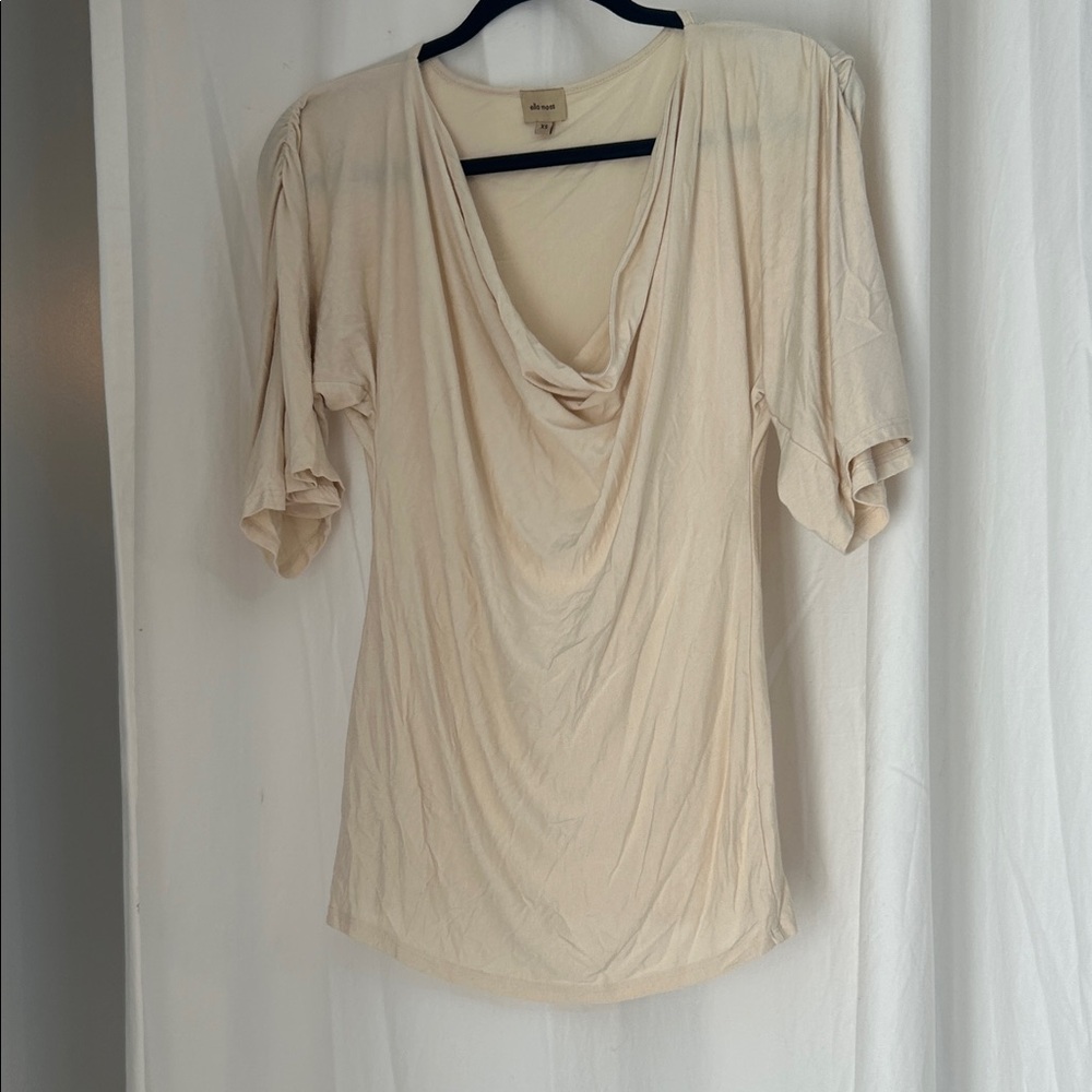 Ella Moss Soft Cream Drape Neck Blouse